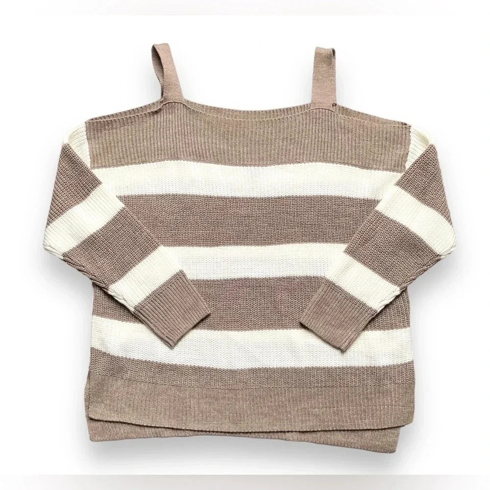 NWT New York & Company Soho Striped Cold Shoulder Plus Size Sweater